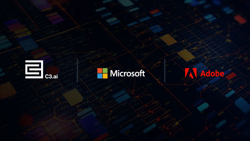 Logos C3.ai, Microsoft and Adobe